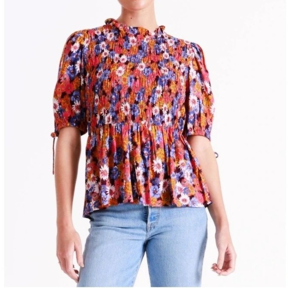 VERO MODA Frida Beauty Smocked Top Floral Print - NWT - Size Large